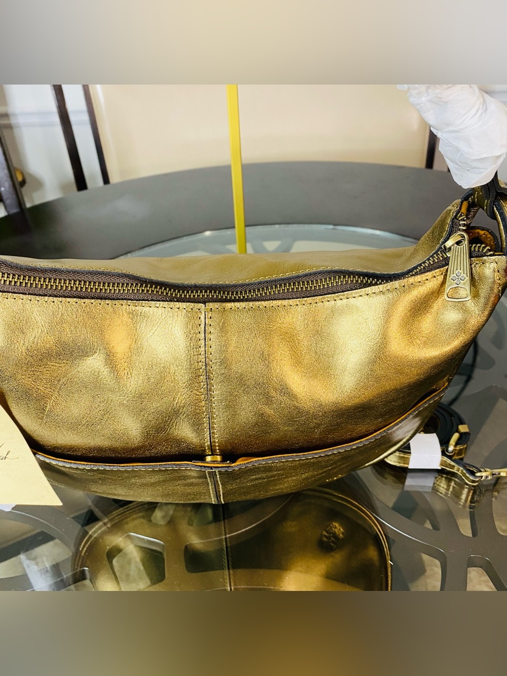 Patricia Nash Chiavari Convertible Hobo Gold Leather Shoulder Crossbody Bag NWT - Picture 7 of 13